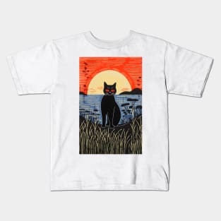 Riso-graphic Cat's Joyful Field Kids T-Shirt